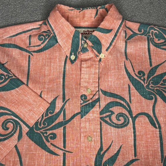 Reyn Spooner Alfred Shaheen Shirt Mens Medium Hawaiian Reverse Print Button Down - Picture 1 of 11
